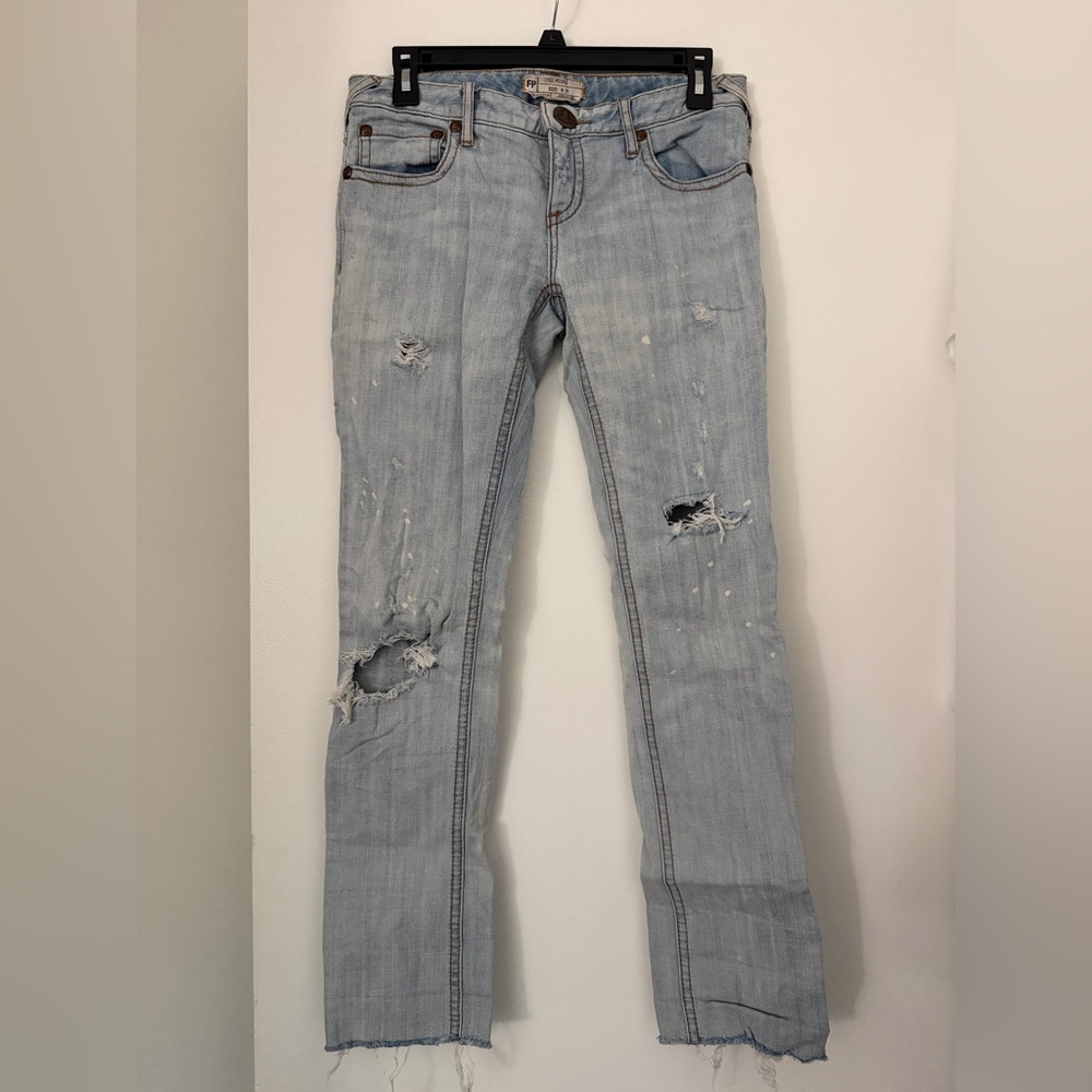 Free People Light Blue Distressed Skinny Jeans